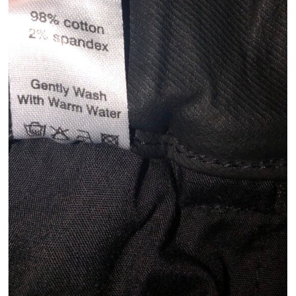 Bevy Pants Size 25 Pull On Coated Cotton Stretch Skinny Black High Waist Edgy - Picture 9 of 10